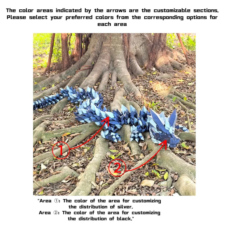 6.7 ft Giant Crystal Dragon – Customizable 3D Printed Fantasy Figurine / Decor