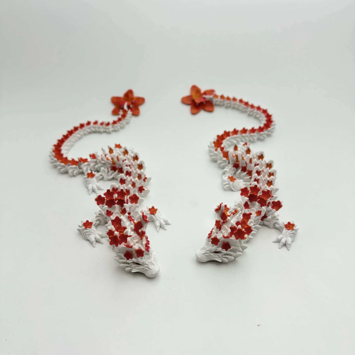 Dragón Sakura articulado impreso en 3D: diseño con bisagras, juguete de fantasía único, decoración del hogar, figura, coleccionable y juguete