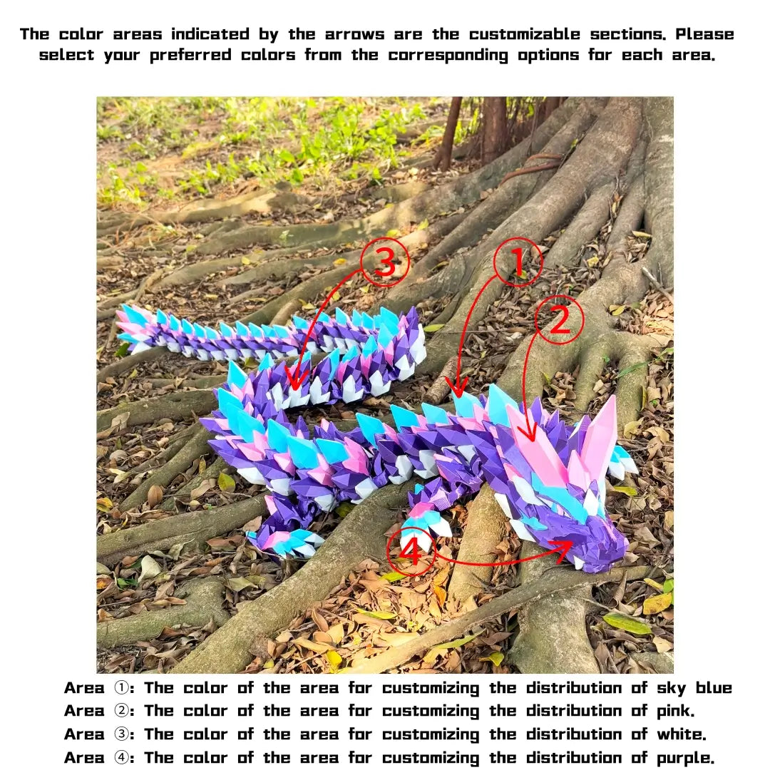6.7 ft Giant Crystal Dragon – Customizable 3D Printed Fantasy Figurine / Decor