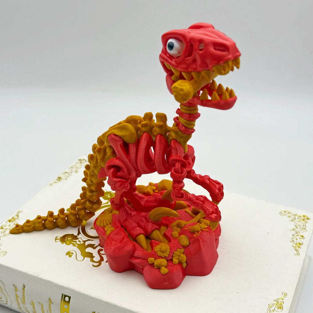 🦖 Skeleton Raptor Dinosaur (Velociraptor) – Customizable 3D Printed Dino Fossil Model with Display Base