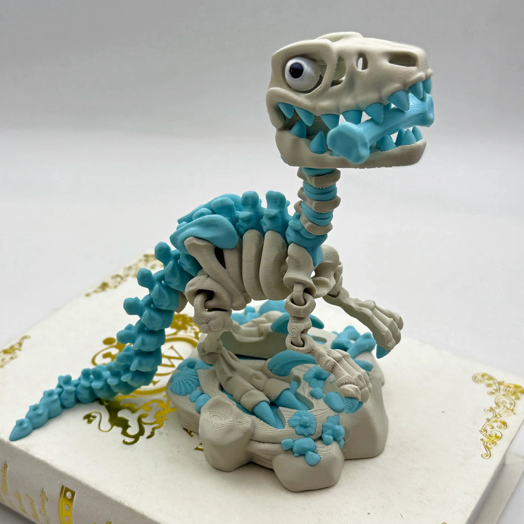 🦖 Skeleton Raptor Dinosaur (Velociraptor) – Customizable 3D Printed Dino Fossil Model with Display Base