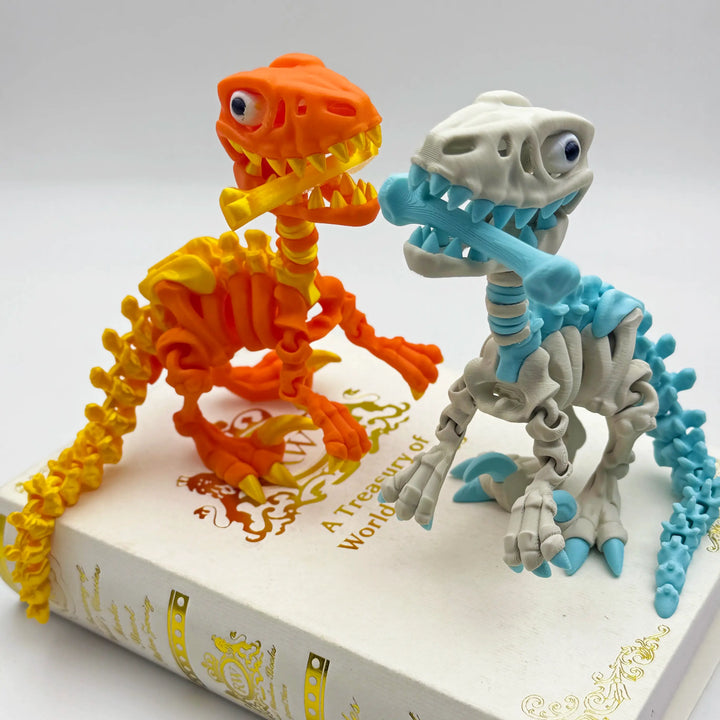 🦖 Skeleton Raptor Dinosaur (Velociraptor) – Customizable 3D Printed Dino Fossil Model with Display Base