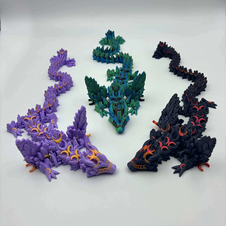 3D Printed Crescent Moon Dragon - Customizable Fantasy Decor