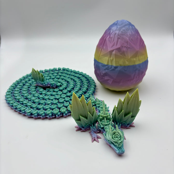 3D Printed  Articulated Rose Dragon – 82 Inches Long, Articulated Rose Winged Dragon – Unique 3D Printed Home Décor or Fidget Toy