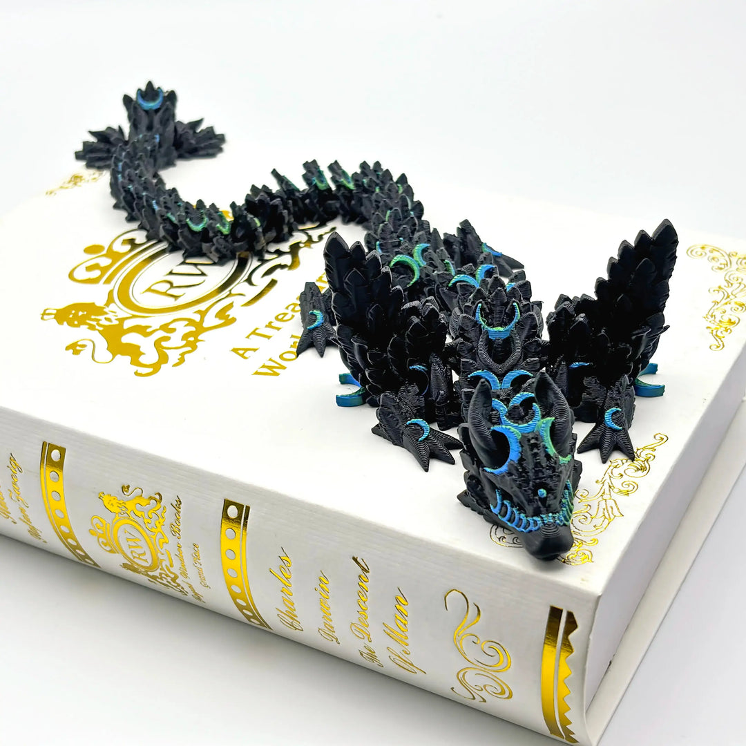 3D Printed Crescent Moon Dragon - Customizable Fantasy Decor
