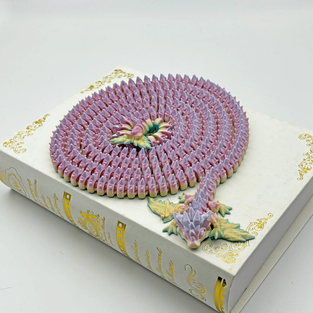 3D Printed  Articulated Rose Dragon – 82 Inches Long, Articulated Rose Winged Dragon – Unique 3D Printed Home Décor or Fidget Toy