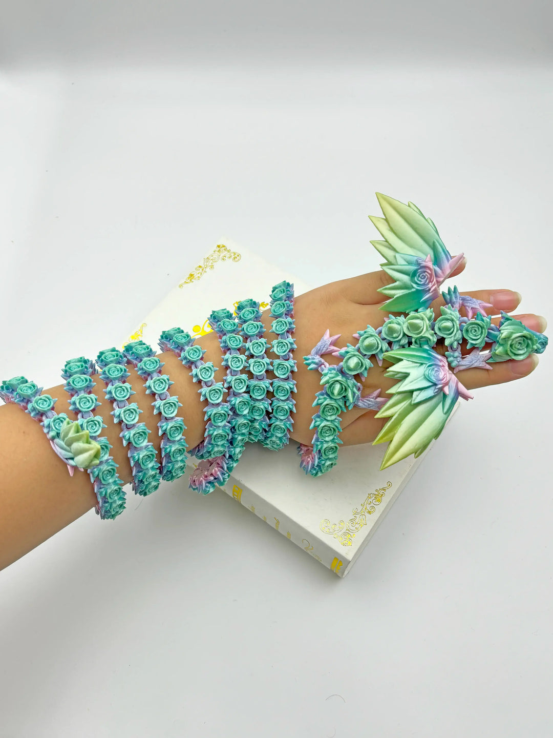 3D Printed  Articulated Rose Dragon – 82 Inches Long, Articulated Rose Winged Dragon – Unique 3D Printed Home Décor or Fidget Toy