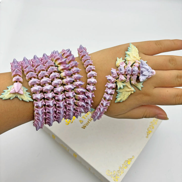 3D Printed  Articulated Rose Dragon – 82 Inches Long, Articulated Rose Winged Dragon – Unique 3D Printed Home Décor or Fidget Toy