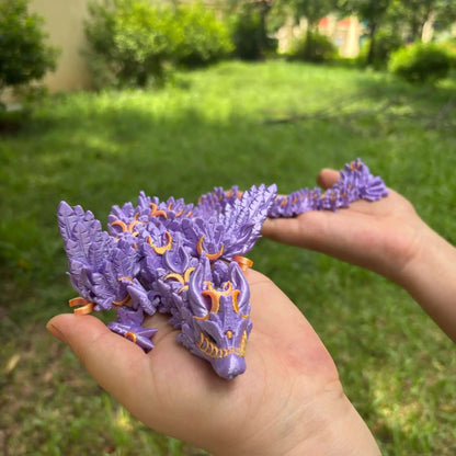 Dragón lunar articulado impreso en 3D: diseño flexible con bisagras, juguete antiestrés de fantasía único y decoración para el hogar