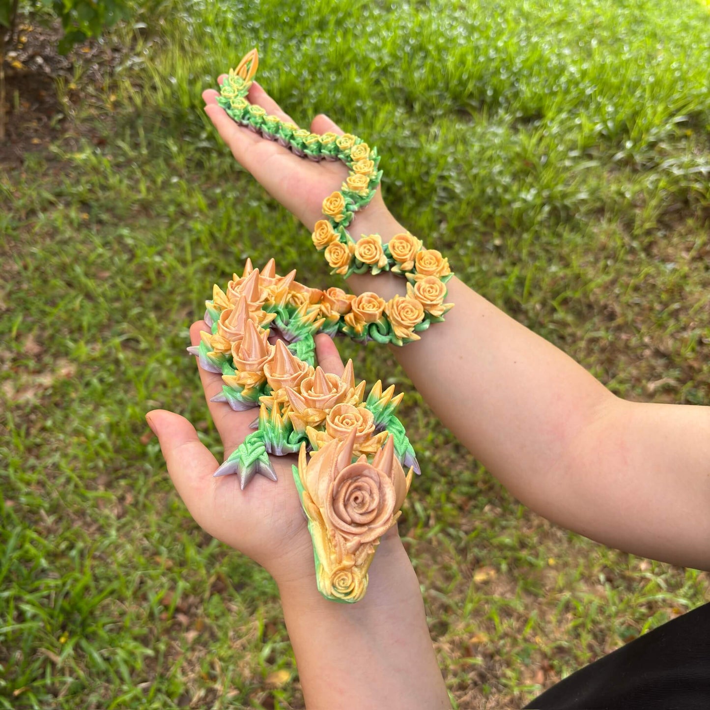 Eco-Friendly 3D Printed Rose Dragon – Flexible PLA Sensory Toy | Fantasy Gift & Home Decor