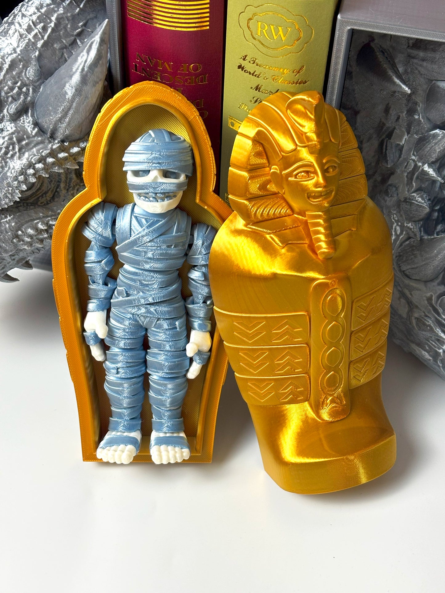 3D Printed Mummy with Sarcophagus - Eco-Friendly Collectible