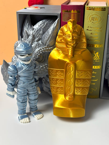 3D Printed Mummy with Sarcophagus - Eco-Friendly Collectible