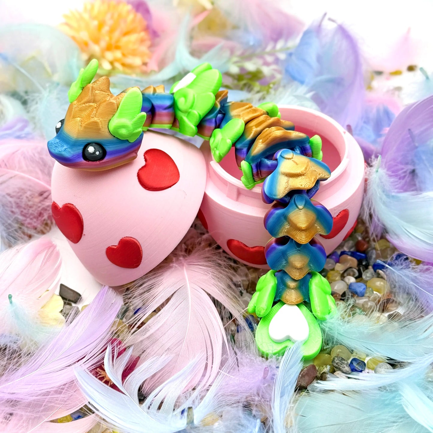 Heart Egg and Cupid Snake - Customizable 3D Printed Fantasy Set