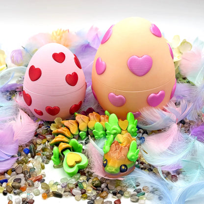 Heart Egg and Cupid Snake - Customizable 3D Printed Fantasy Set