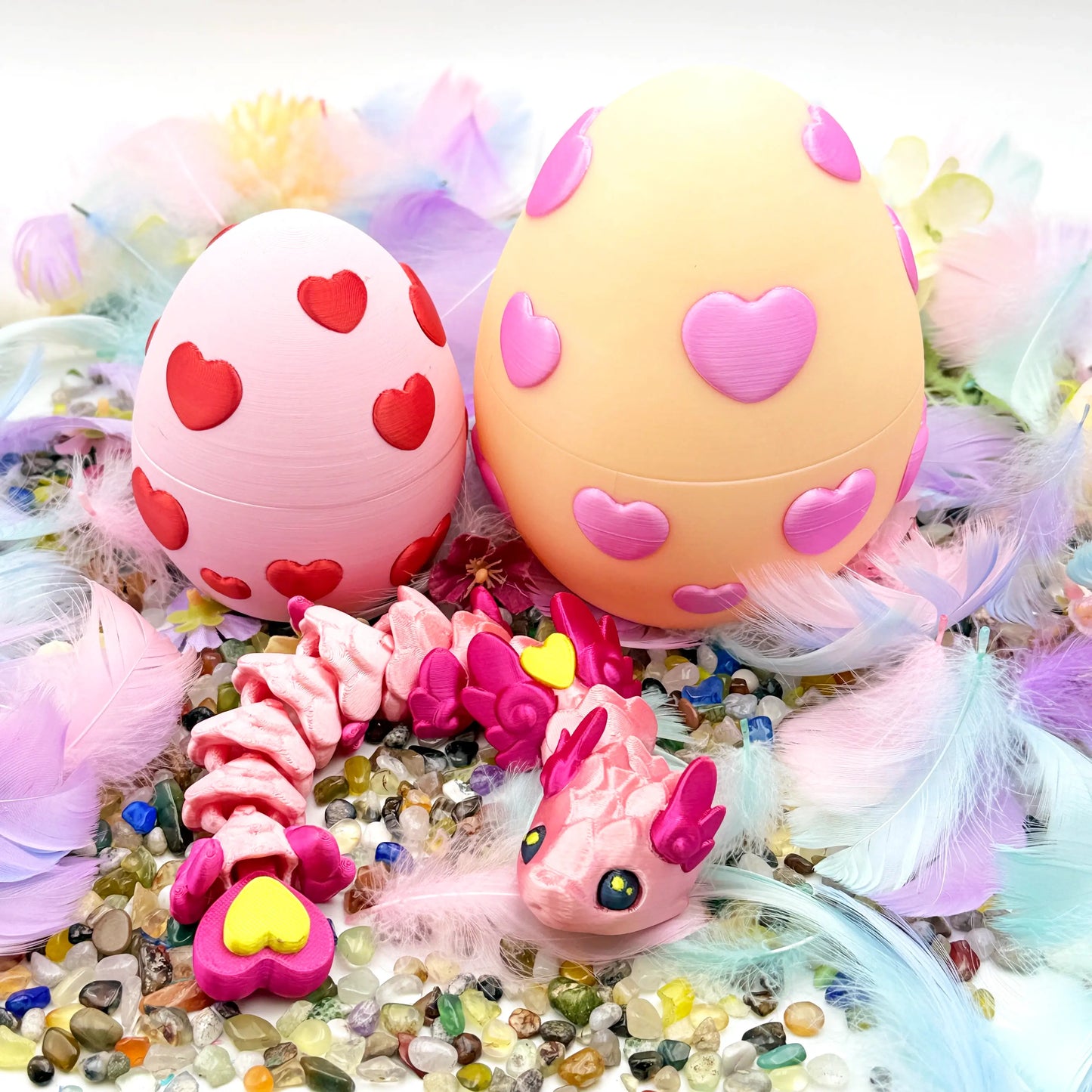 Heart Egg and Cupid Snake - Customizable 3D Printed Fantasy Set