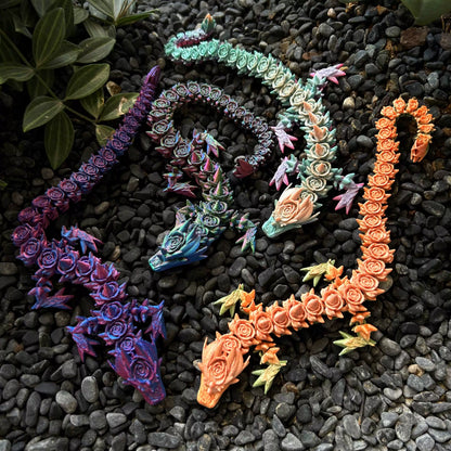 Eco-Friendly 3D Printed Rose Dragon – Flexible PLA Sensory Toy | Fantasy Gift & Home Decor