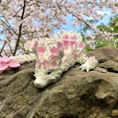 Dragón Sakura articulado impreso en 3D: diseño con bisagras, juguete de fantasía único, decoración del hogar, figura, coleccionable y juguete