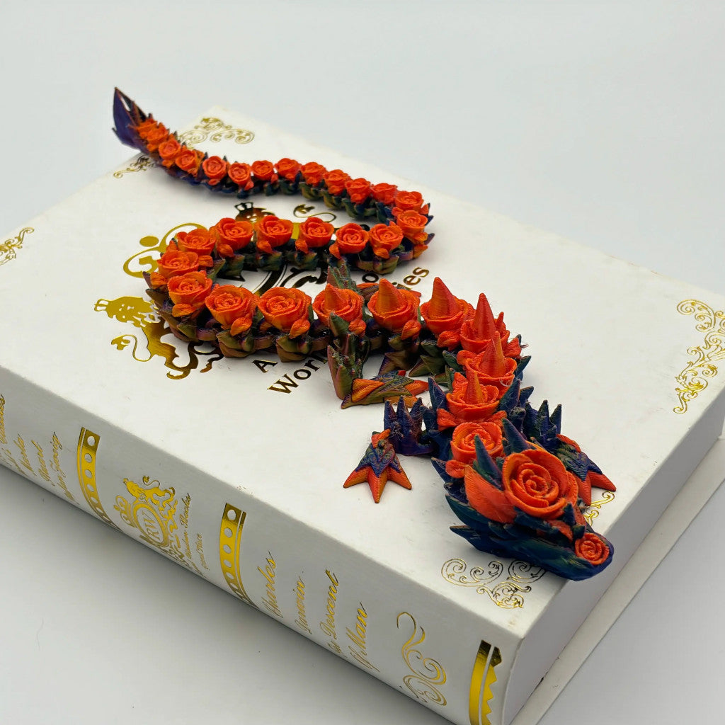 Eco-Friendly 3D Printed Rose Dragon – Flexible PLA Sensory Toy | Fantasy Gift & Home Decor